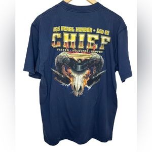 Vintage USS Pearl Harbor Mens Blue T Shirt LSD52 Chief Tested Selected Size XL